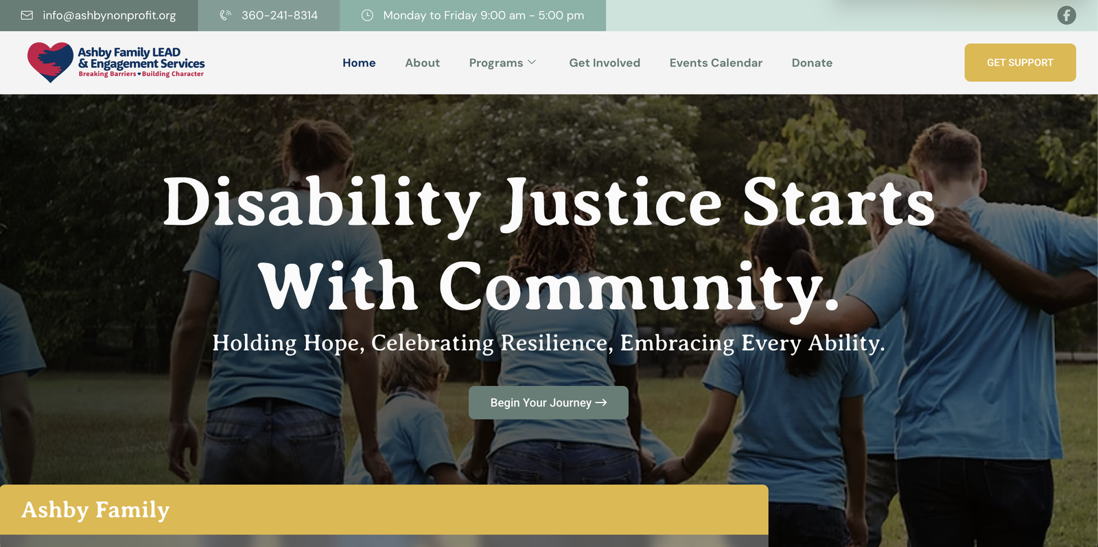 Ashby Family LEAD & Engagement Services: Custom WordPress Nonprofit Redesign, Branding, and Events Calendar Build