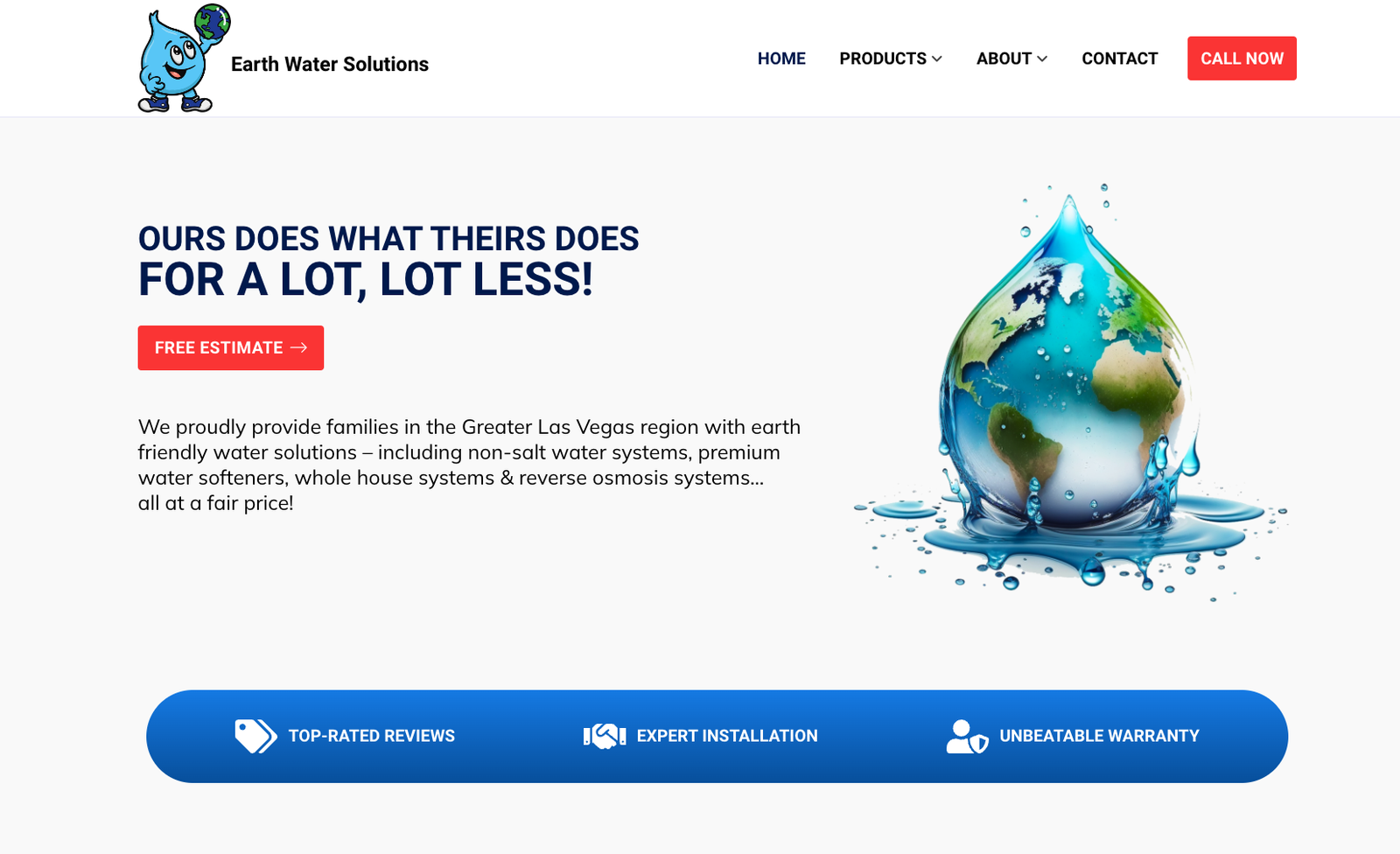 Earth Water Solutions: WordPress Website for Water Purification Company in Las Vegas